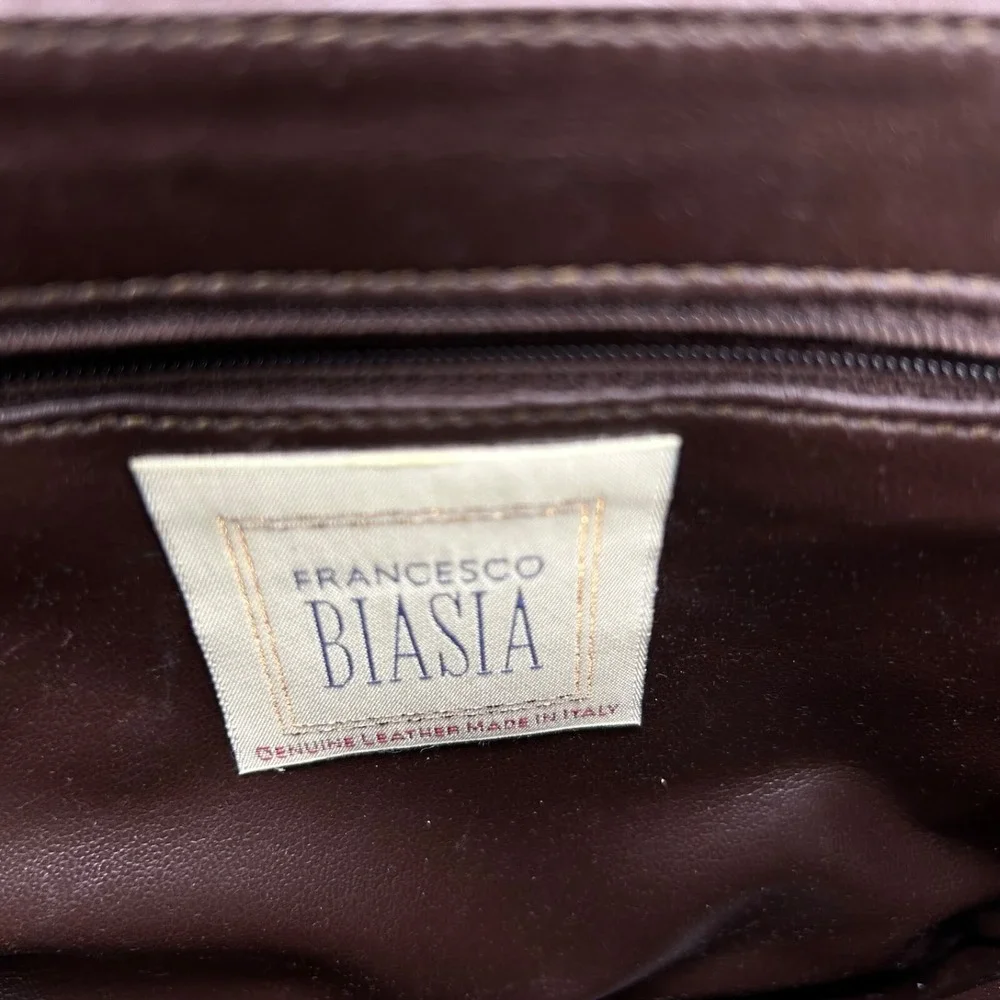 Francesco Biasia Italy Leather Croc Embossed Handbag Shoulder Bag Brown Vintage
